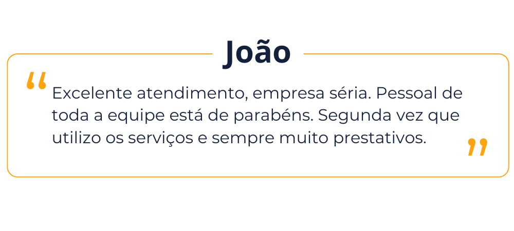 Avaliação Cliente - João